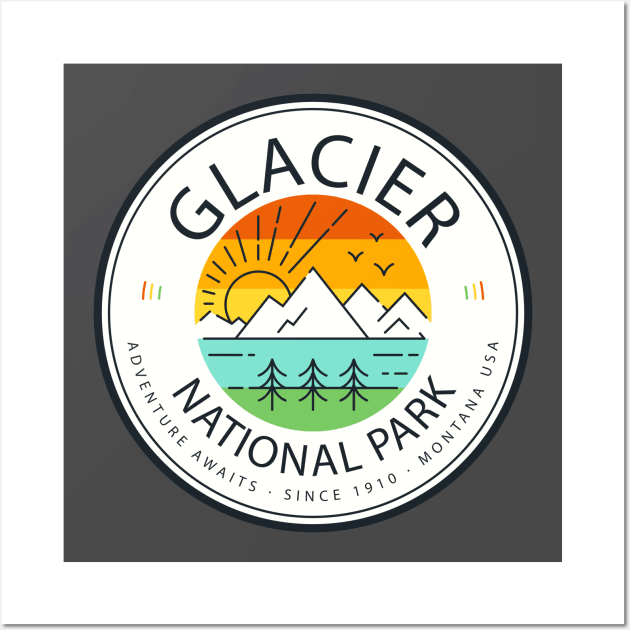 Glacier National Park Retro Vintage Wall Art by roamfree